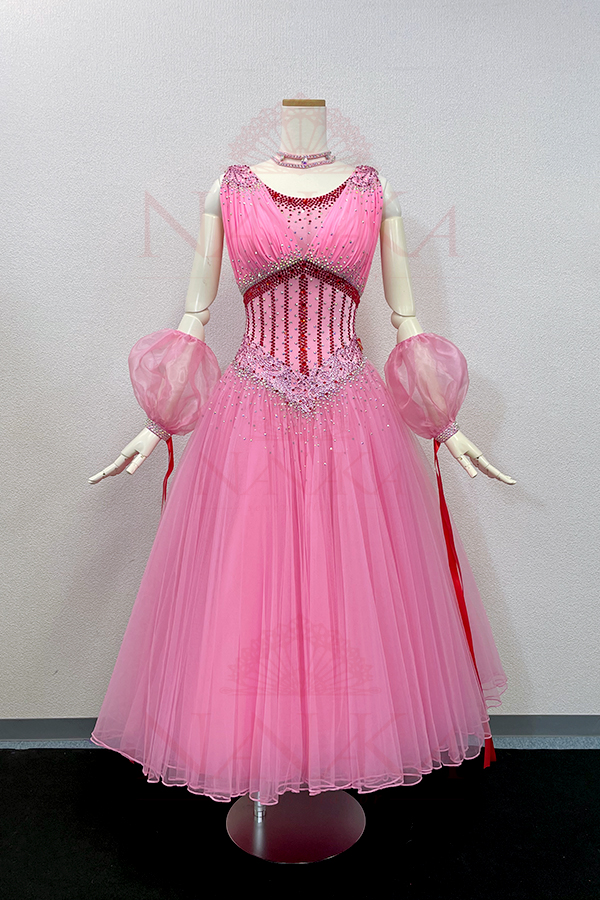 社交ダンス スタンダード ドレス ピンク NANAKA製即購入可 - omegasoft 